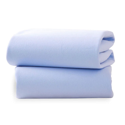 Clair De Lune 2 Pack Moses Basket Sheets - 74 x 30 cm Blue
